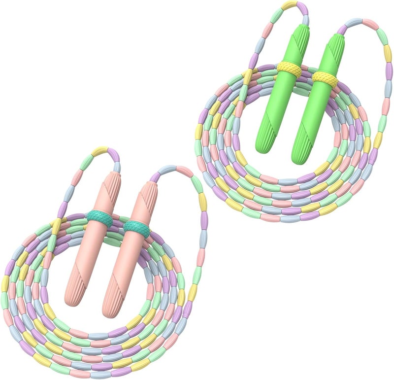 Ace one Beaded Jump Rope 1 Pack/2 Pack, Segmented Skipping Rope for Kids Adults, Adjustable Tangle-Free Toddler Jumping Rope for Fitness Exercise Training - Image 1
